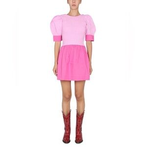 NWT. Ganni Cotton Poplin Two Tone Mini Dress. NEW